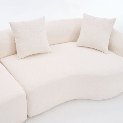 Curved 4 Seater Fabric Sofa, All-Foam Build