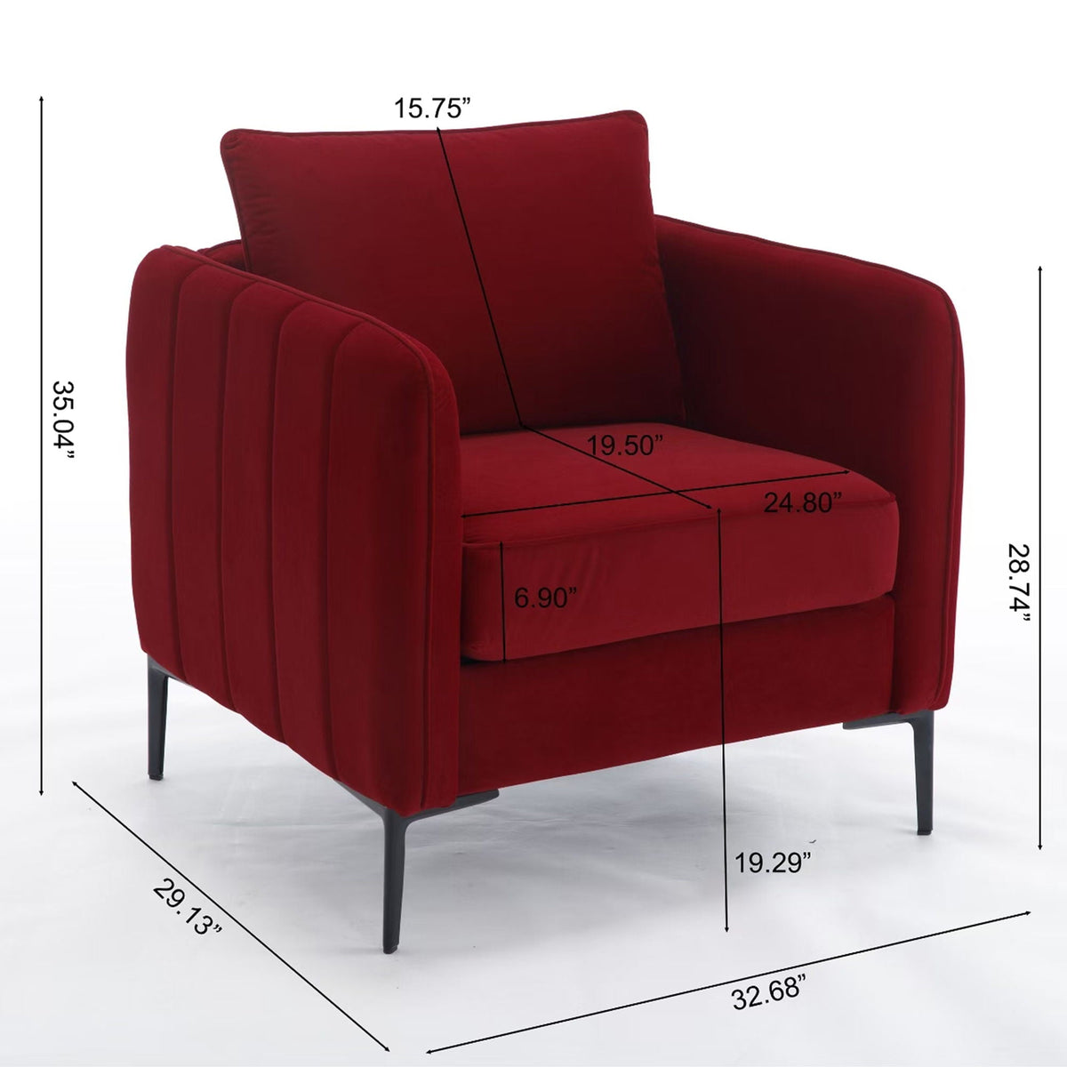 Mid-Century Accent Chair with Pillow