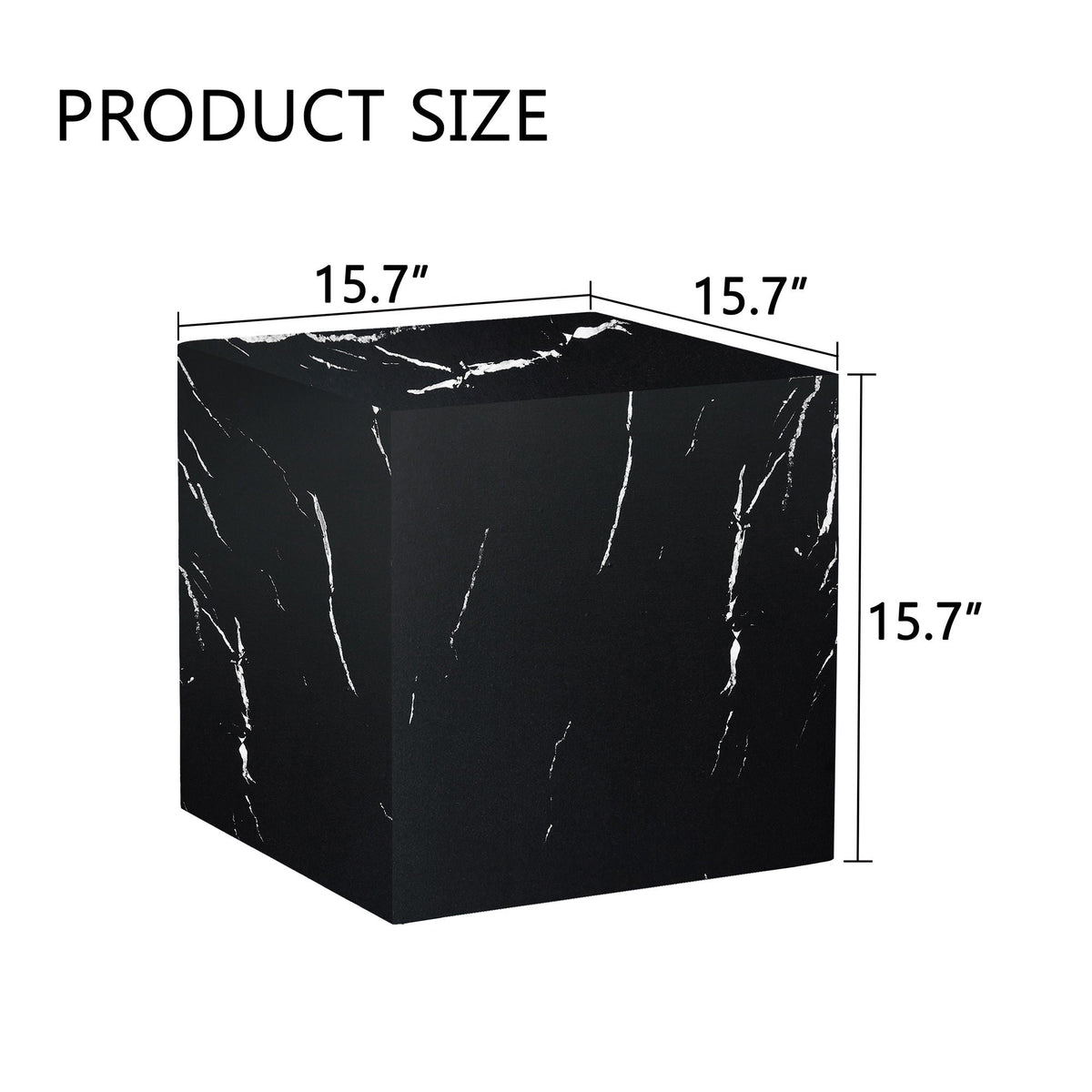 Marble Texture Cube Coffee Table, Black