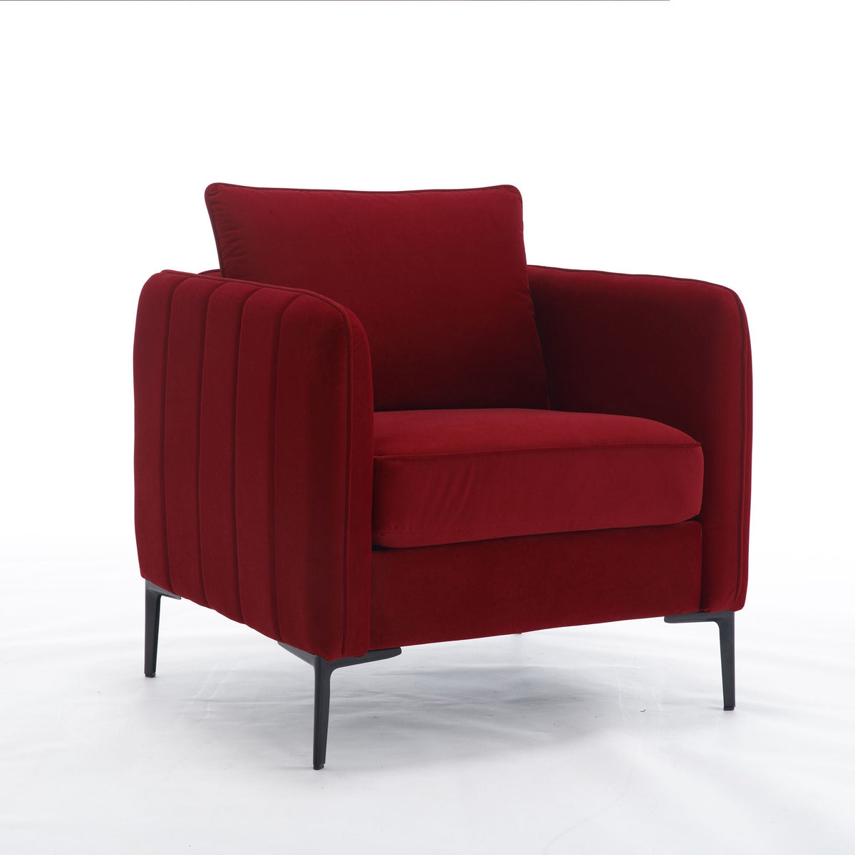 Close-up of the chair's metal frame and armrests