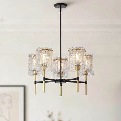 Five light textured glass chandelier size and proportion reference