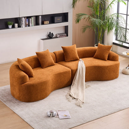 Curved 4 Seater Fabric Sofa, All-Foam Build