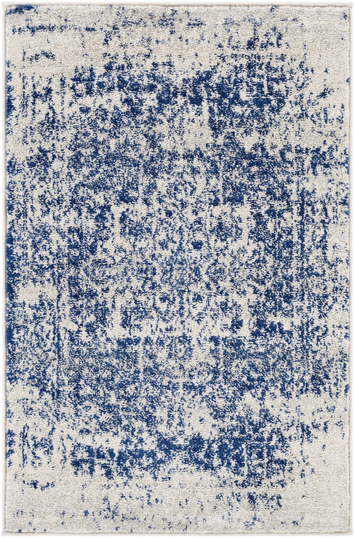 Vintage Pattern Area Rug, Navy and Gray