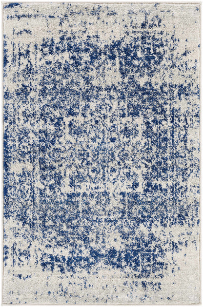 Vintage Pattern Area Rug, Navy and Gray