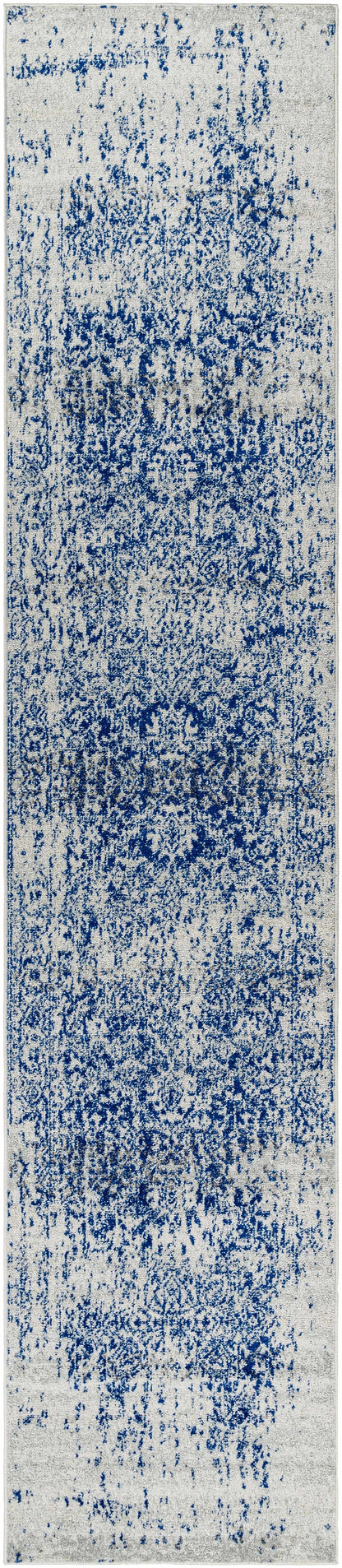 Vintage Pattern Area Rug, Navy and Gray
