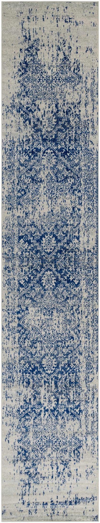 Vintage Pattern Area Rug, Navy and Gray
