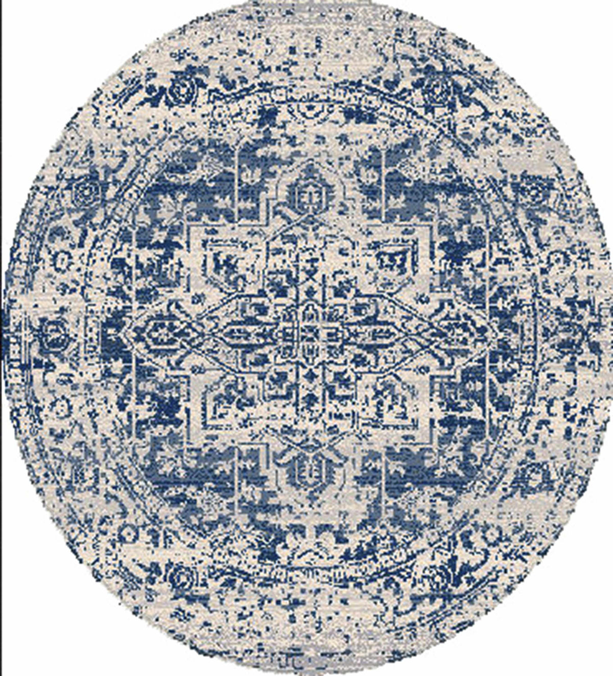 Vintage Pattern Area Rug, Navy and Gray