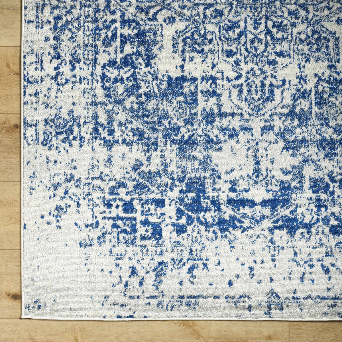 Vintage Pattern Area Rug, Navy and Gray