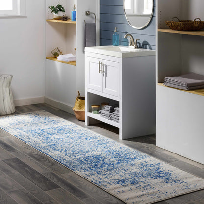 Vintage Pattern Area Rug, Navy and Gray