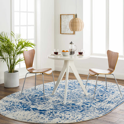 Vintage Pattern Area Rug, Navy and Gray