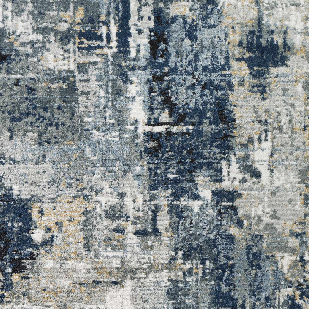 Abstract Area Rug, Blue, Gray and Ivory