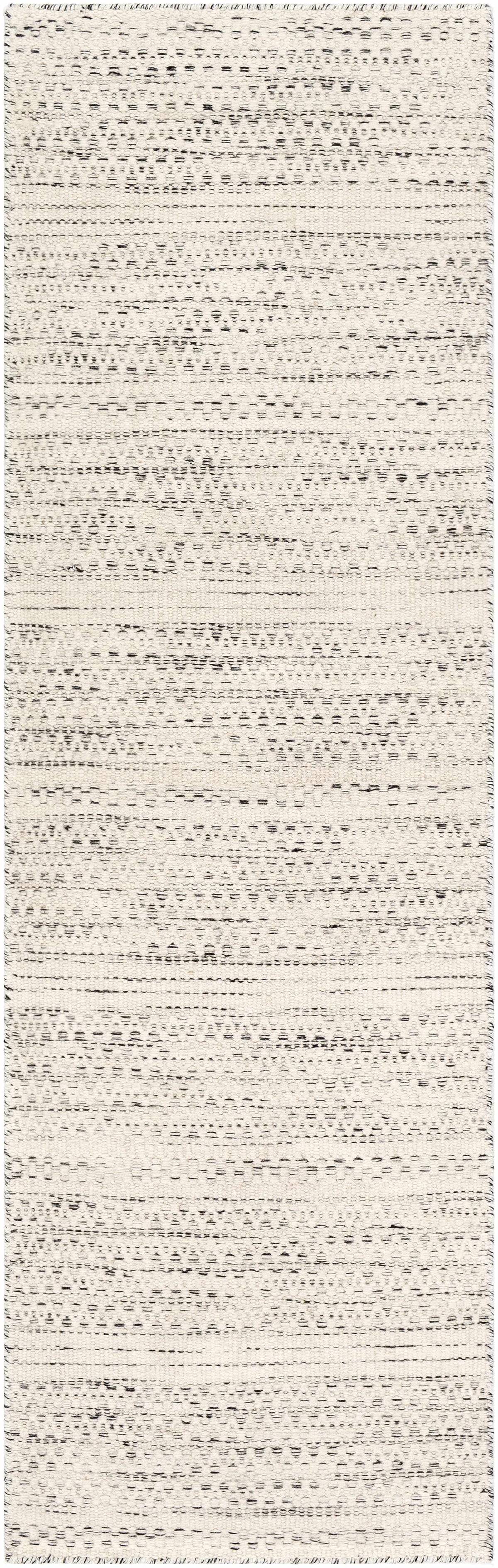 Hand Woven Wool Area Rug, Cream and Black