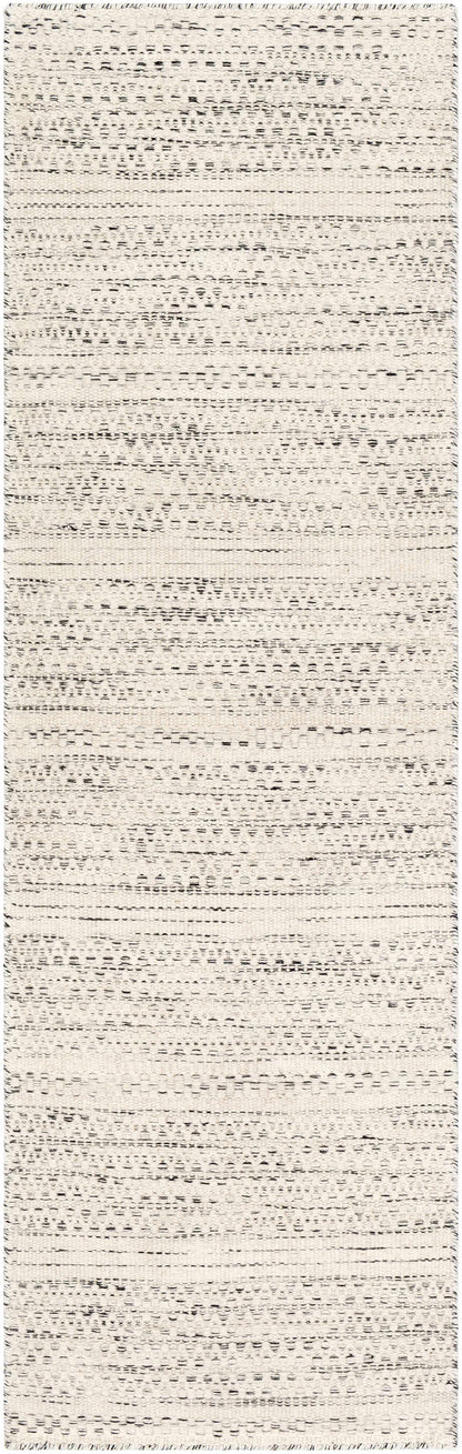 Hand Woven Wool Area Rug, Cream and Black