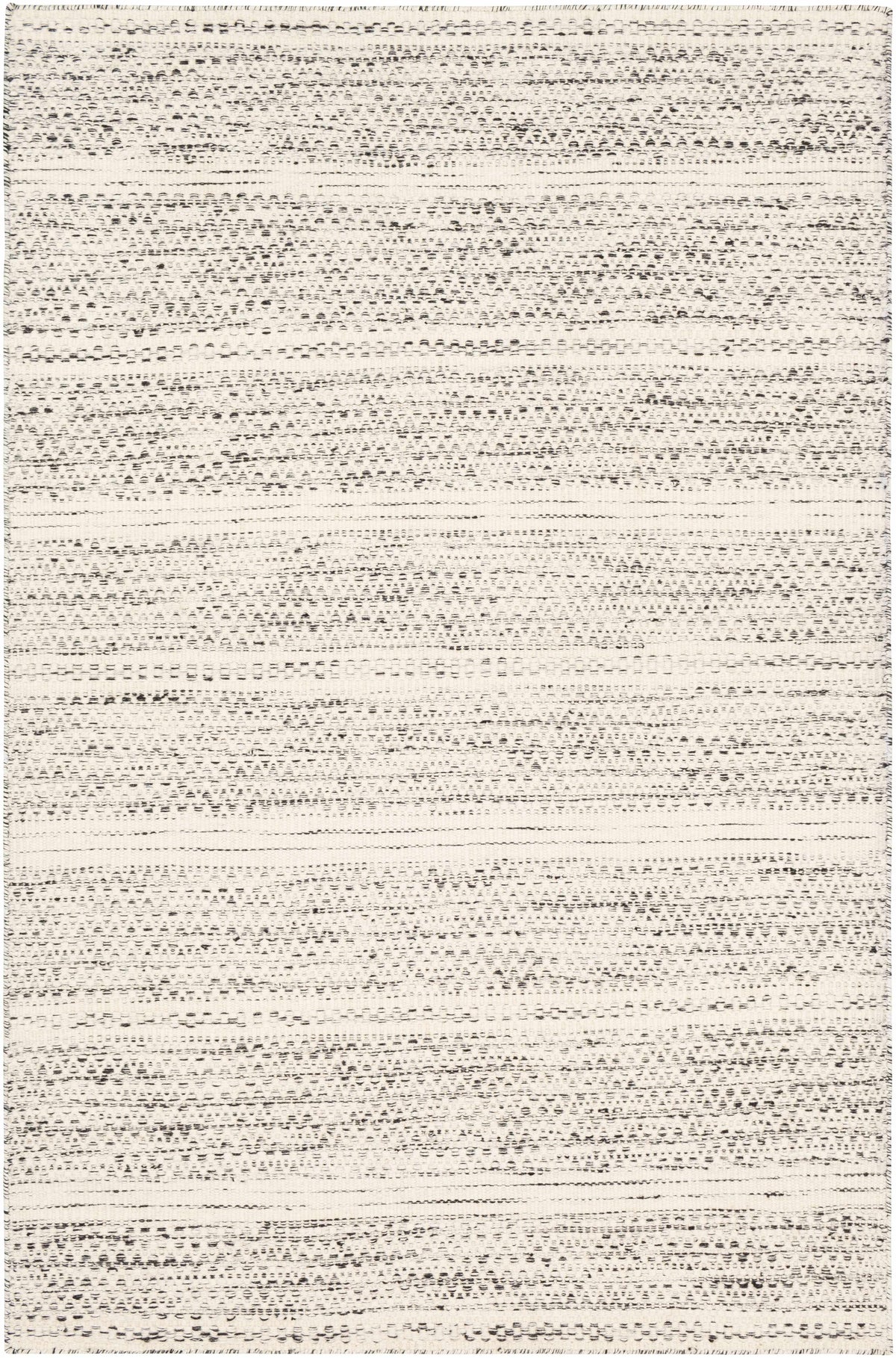Hand Woven Wool Area Rug, Cream and Black