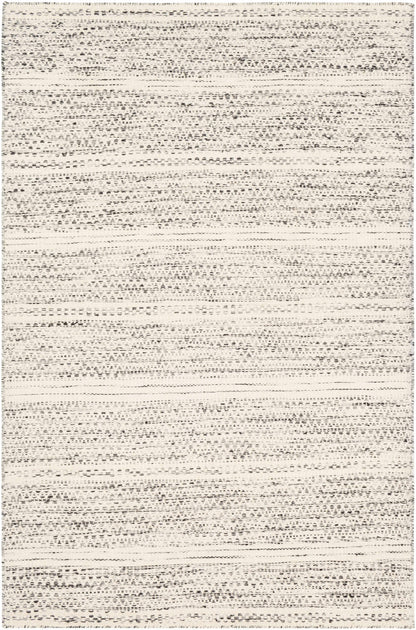 Hand Woven Wool Area Rug, Cream and Black